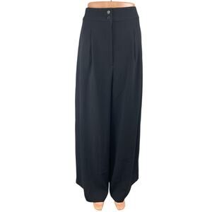 Zara Women's Black Pleated High Waisted Palazzo Wide Leg Trousers Dress Pants L